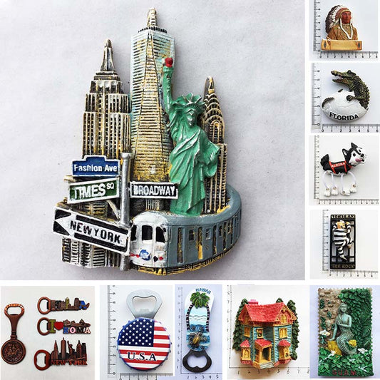 USA Fridge Magnets, Bottle Opener, New York Tourist Souvenirs Refrigerator Magnetic Stickers Collection Decoration Gifts